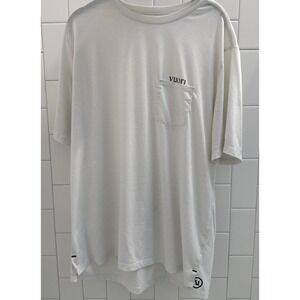 Vuori White Short Sleeve Pima Cotton Tee Shirt Logo Men's XL Soft Front Pocket